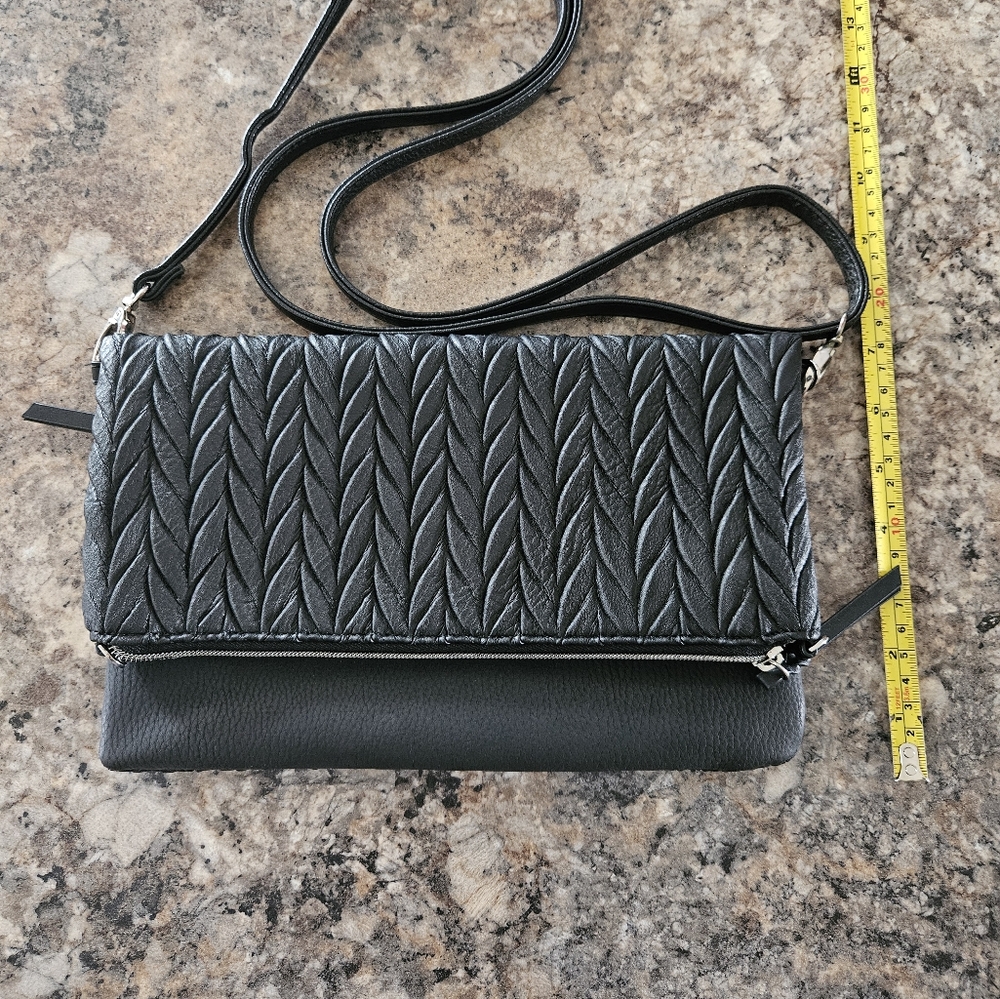 STELLA & DOT Elegant Black Quilted Women's Leather Bag Purse - Picture 7 of 8